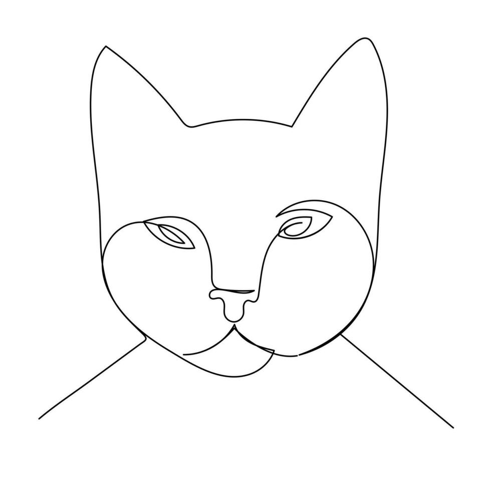 continuo uno línea gato contorno vector Arte mano dibujo