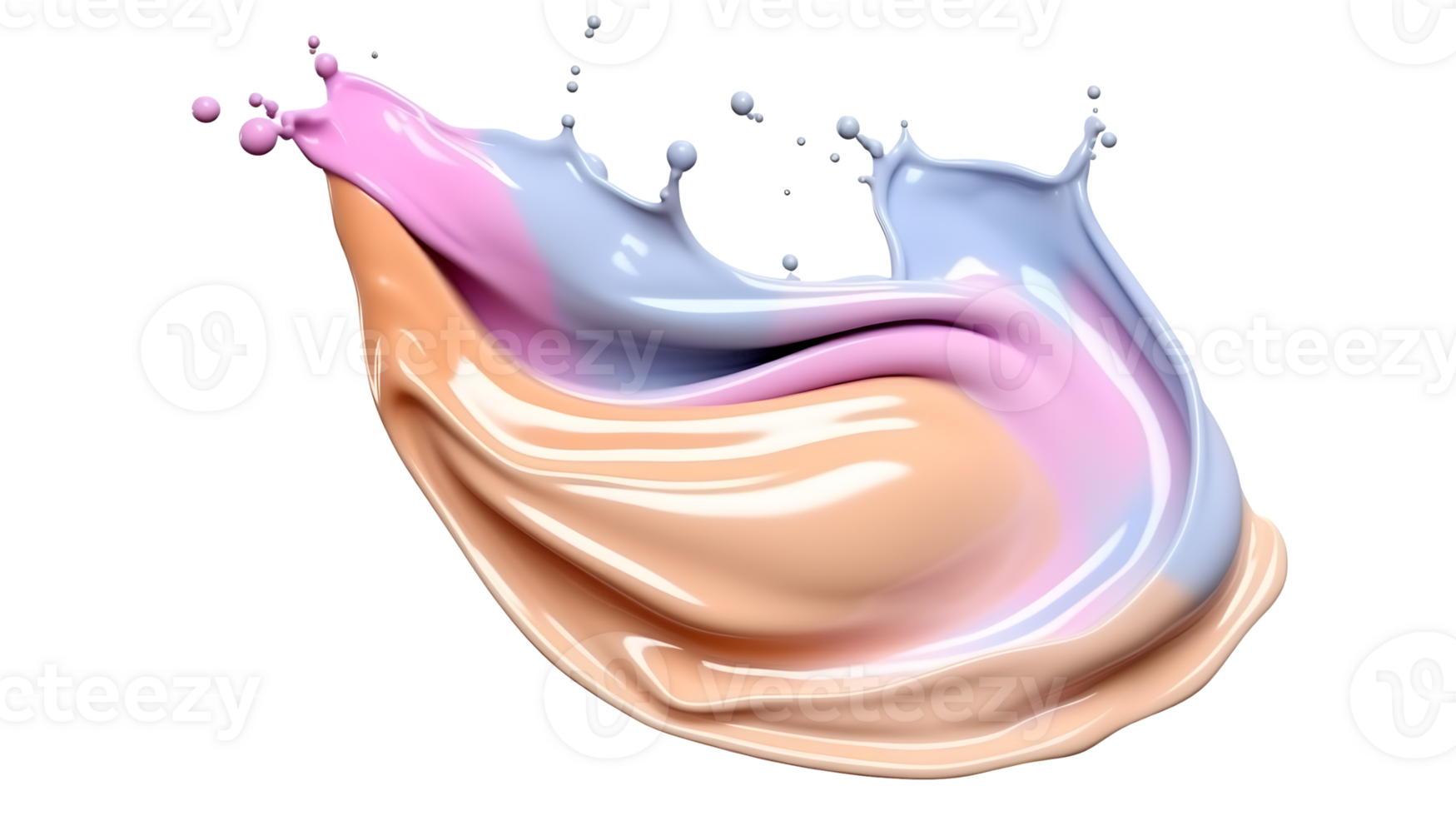 Close-Up of Liquid Foundation Splash in Fresh Soft Pastel Colors png transparent background