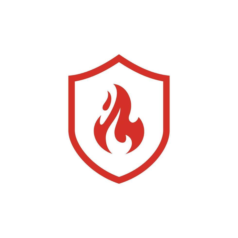 Fire protection icon. Vector fire shield. Flame sign
