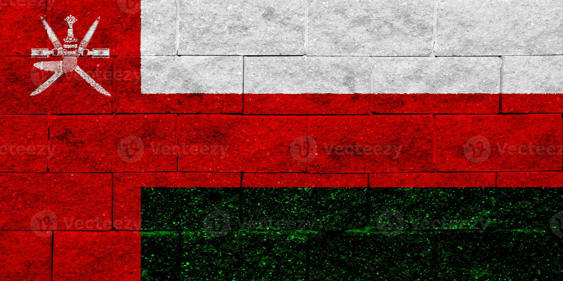 Flag of Sultanate of Oman on a textured background. Concept collage. photo