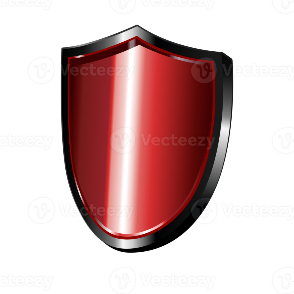 3d red metal protective shield icon png