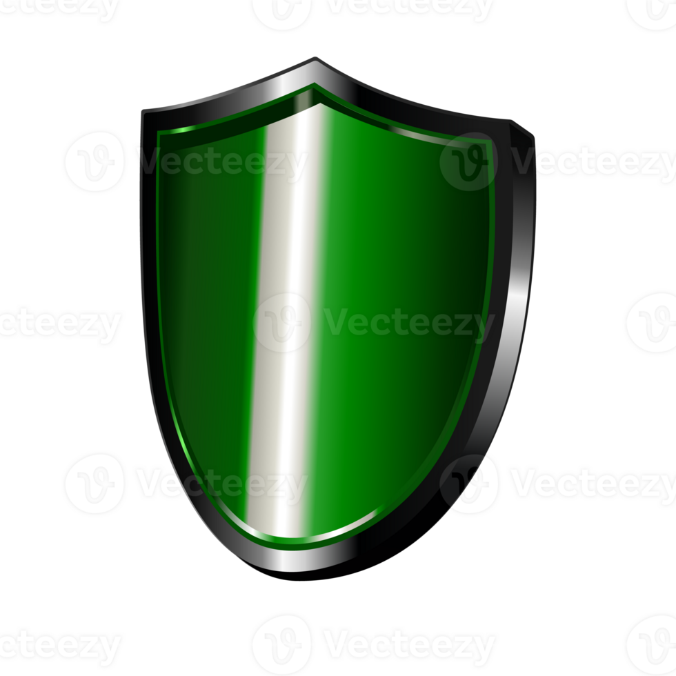 3d Grün Metall schützend Schild Symbol png