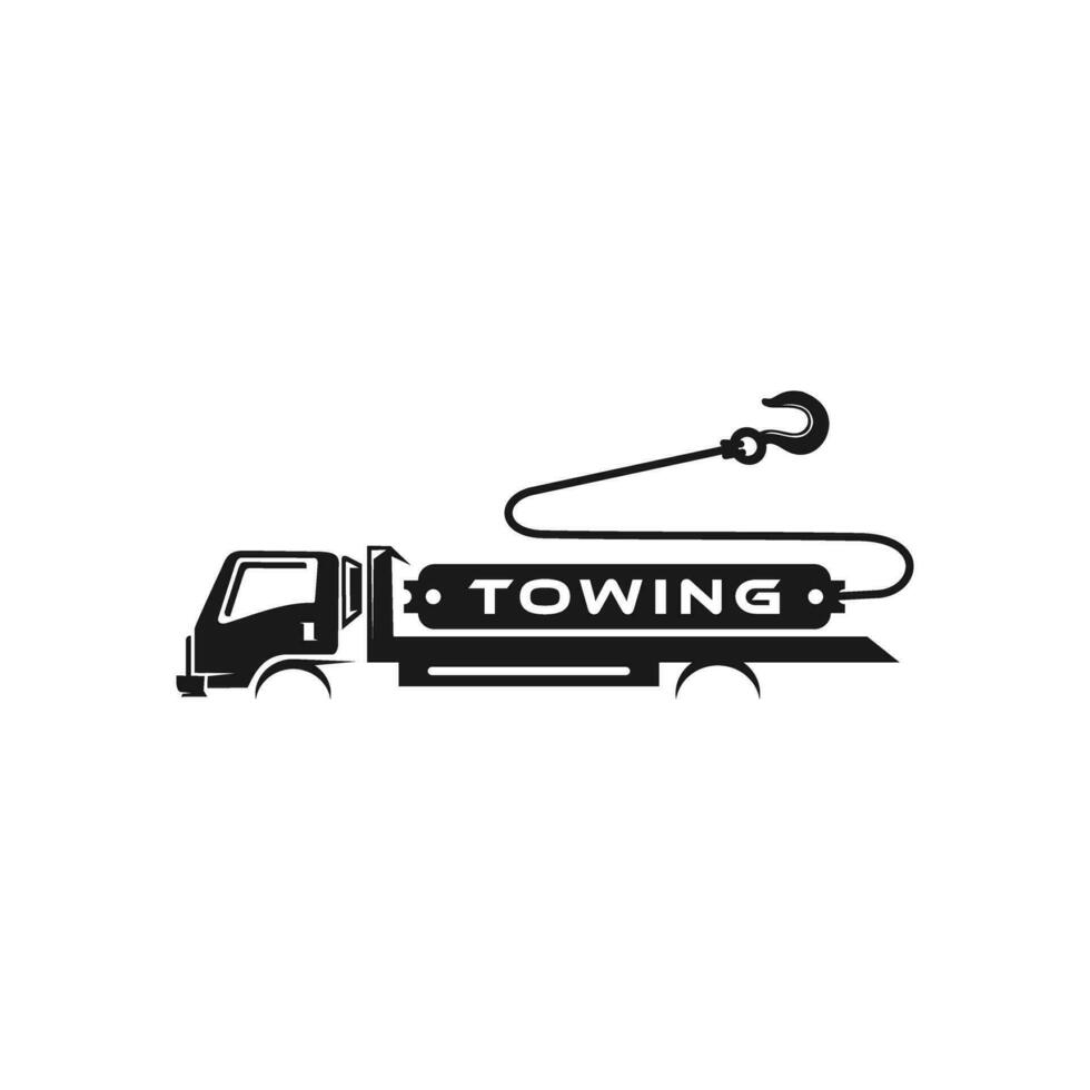 Illustration vector graphic of towing truck service logo design. Suitable for the automotive company, logo, illustration, animation, etc.