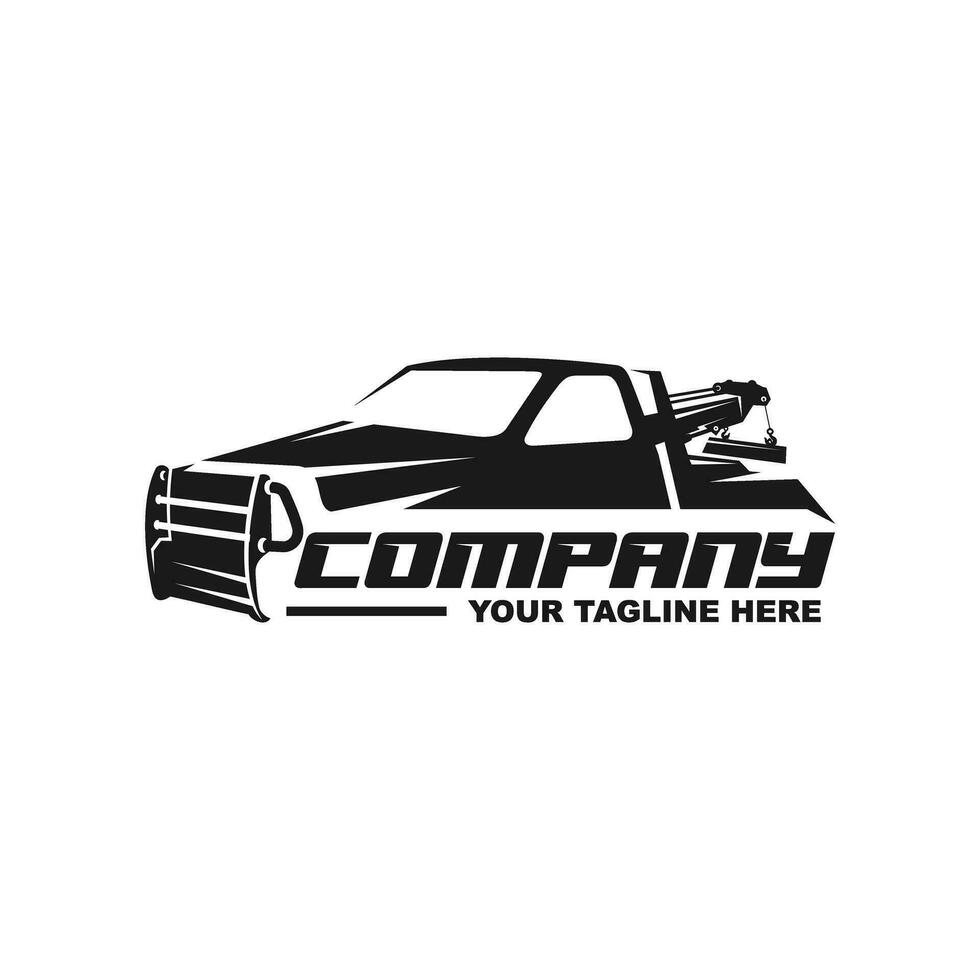 Illustration vector graphic of towing truck service logo design. Suitable for the automotive company, logo, illustration, animation, etc.
