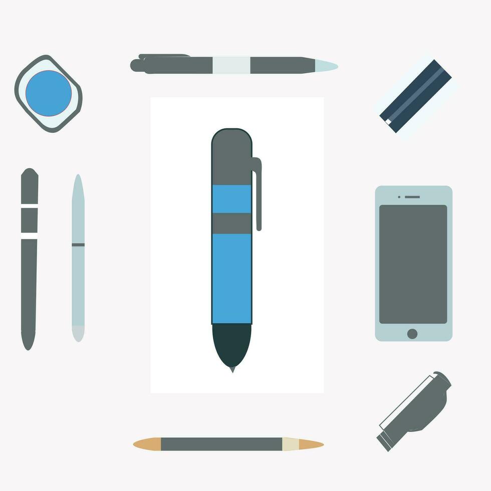 Mockup vector illustration of a set of pens