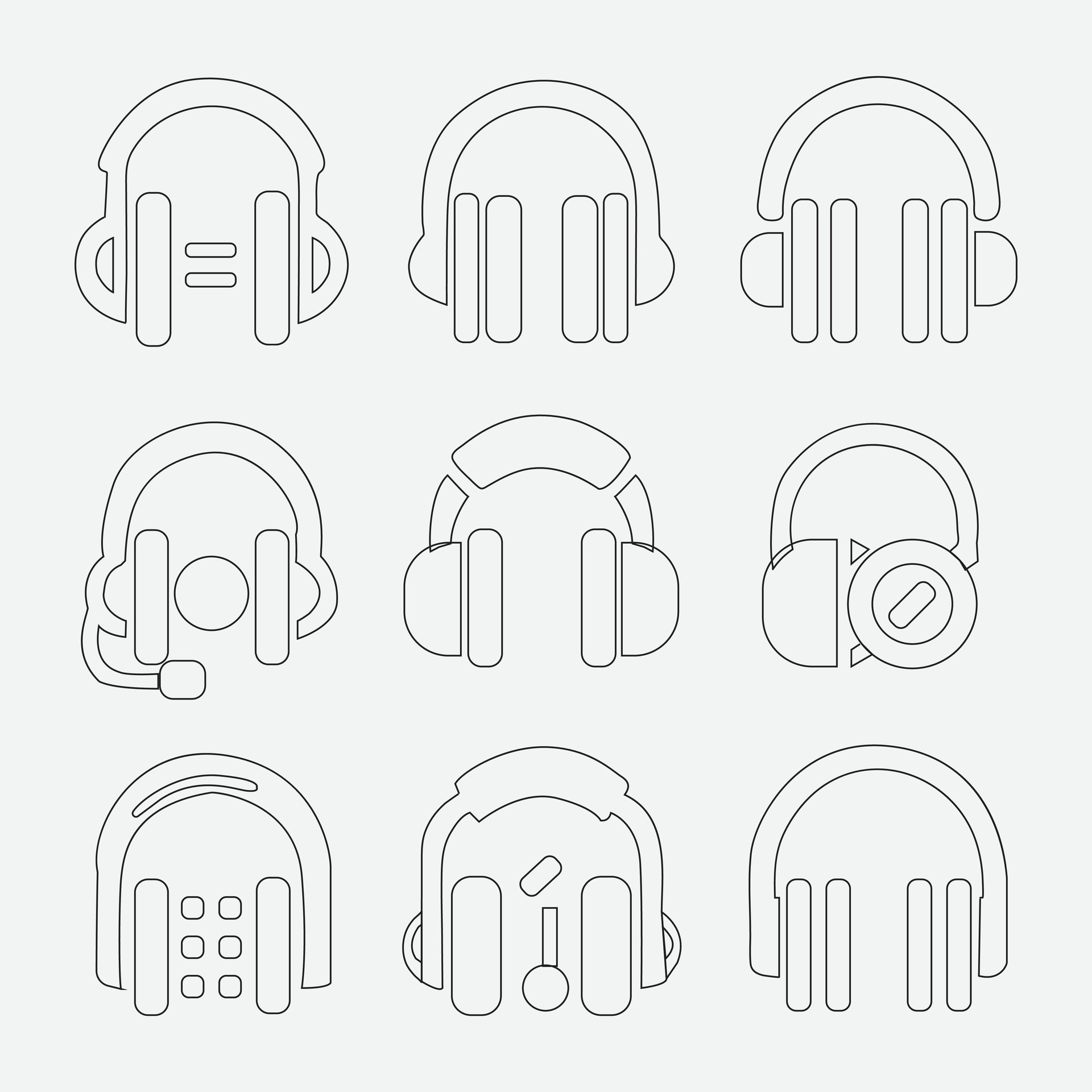 out line headphones icons set on white background 31113701 Vector Art