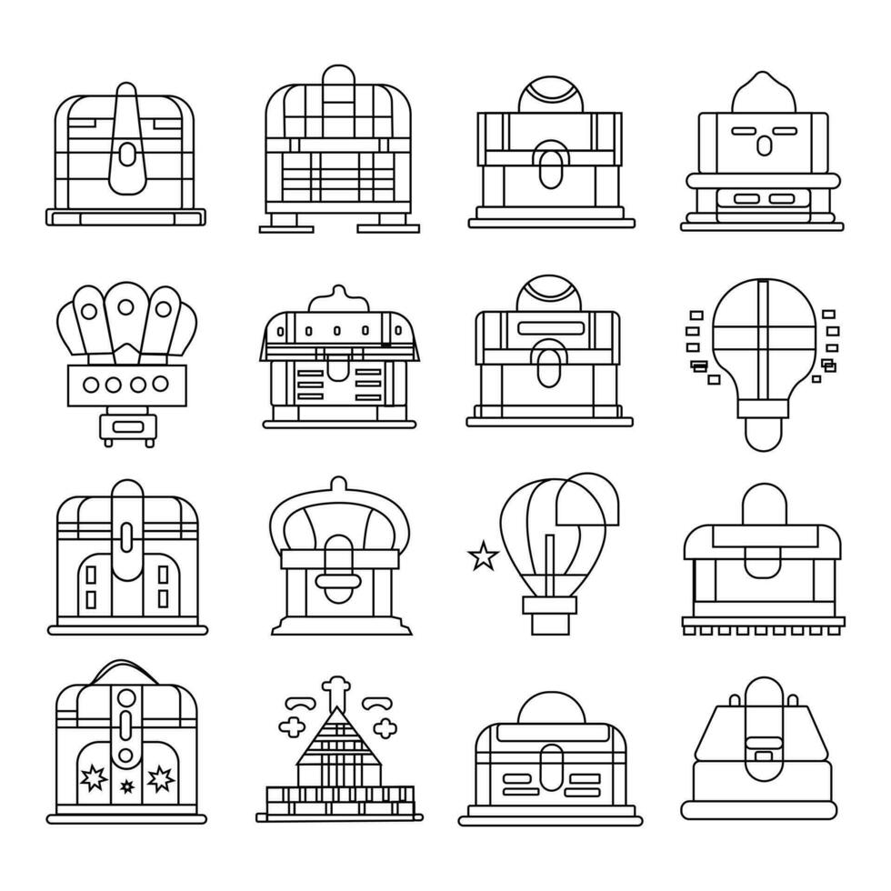 Dower chest icon set. Flat set of dower chest outline icons for web design vector