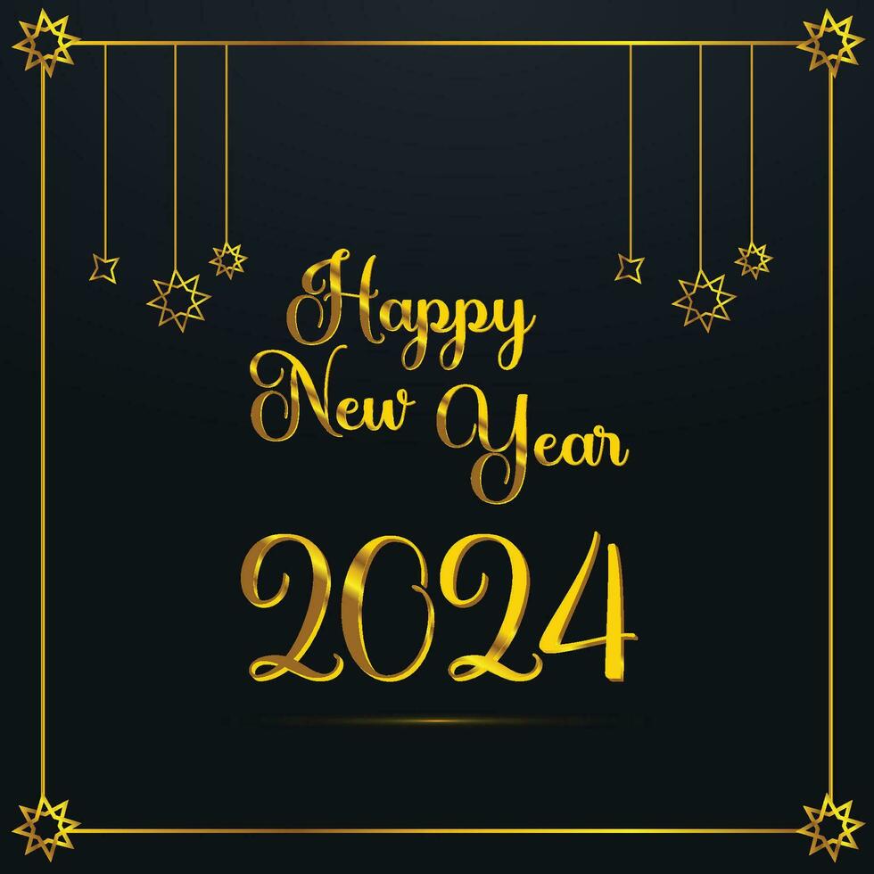 New Year 2024 gold 3d celebration post vector