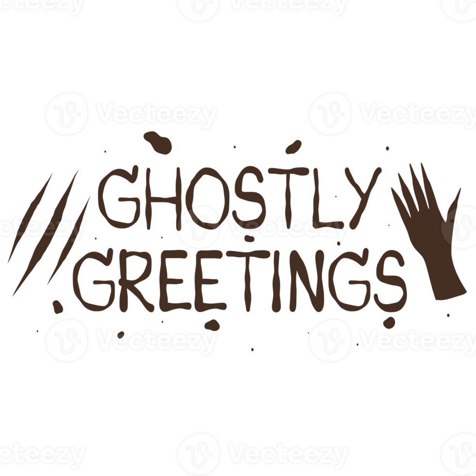 Ghostly Greetings Halloween Lettering Quote png