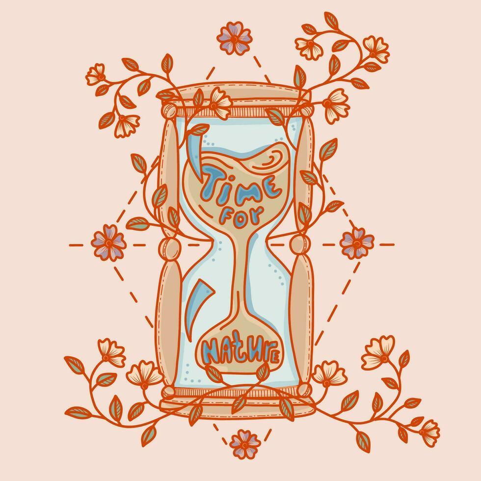 Time design over beige background, vector illustration. hourglass with time for nature inside