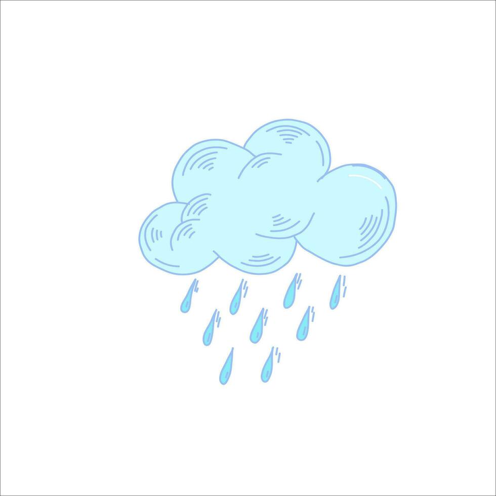 lluvioso clima. gotas son que cae desde uno azul nube. pobre pronóstico vector