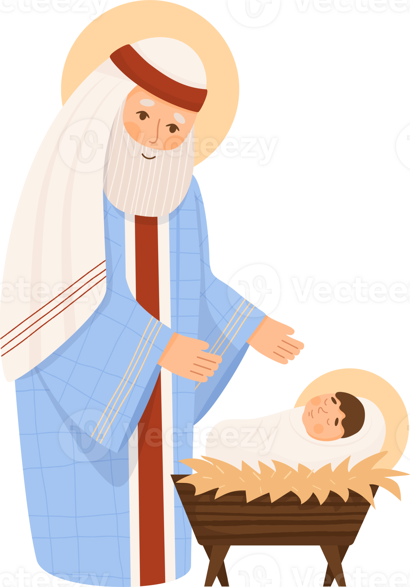 Joseph with baby Jesus Christ in manger 31113918 PNG