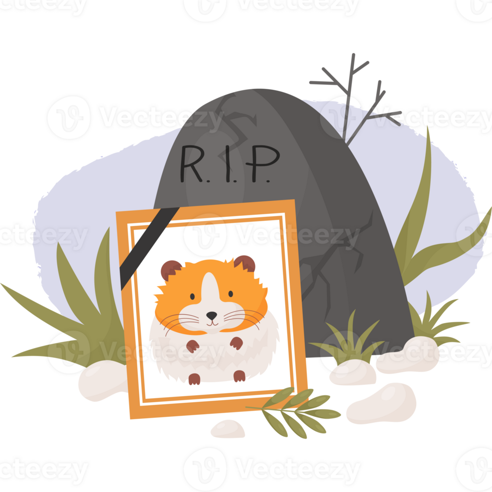 portrait of dead hamster. grave png