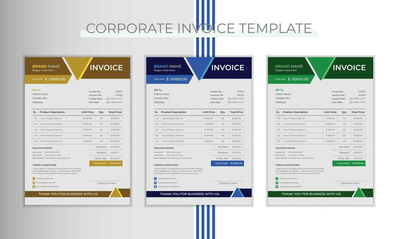 Professional and simple invoice vector design