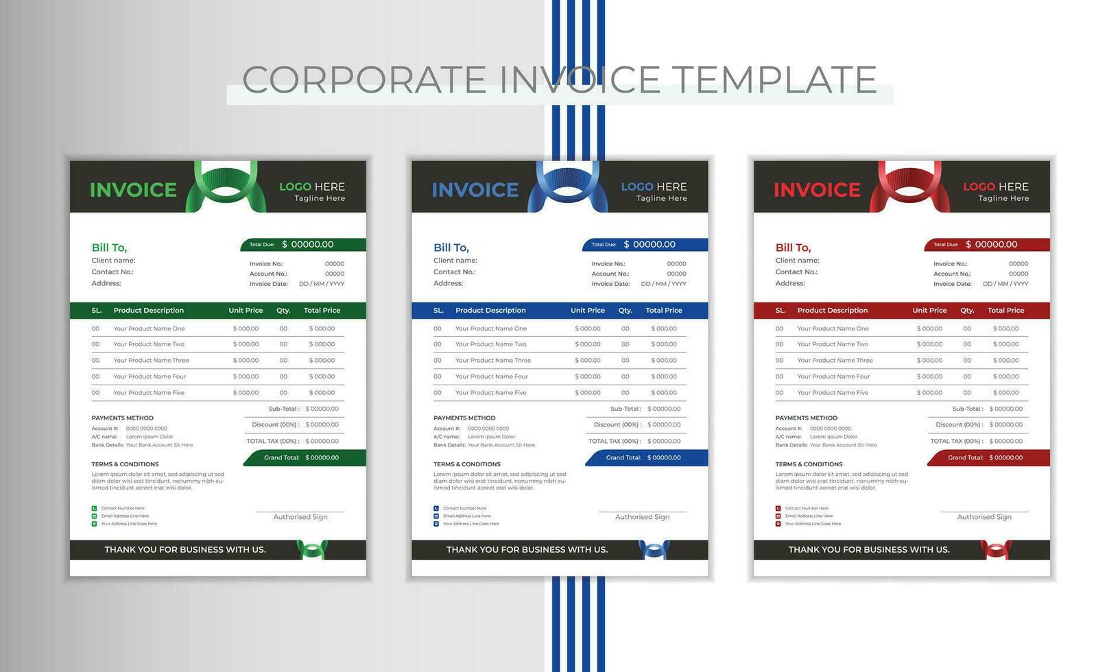 Elegant and modern invoice design layout vector