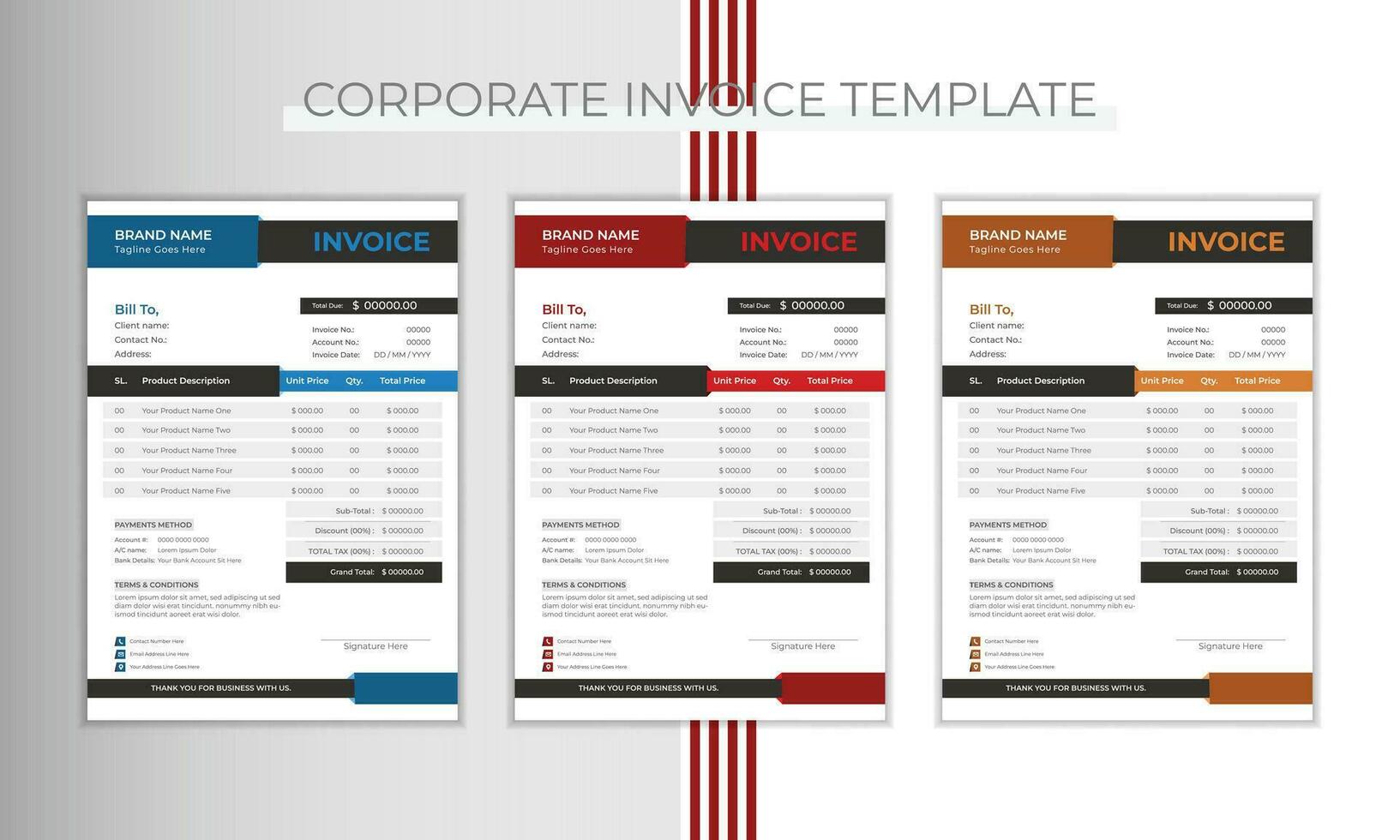 Simple and minimal invoice design vector