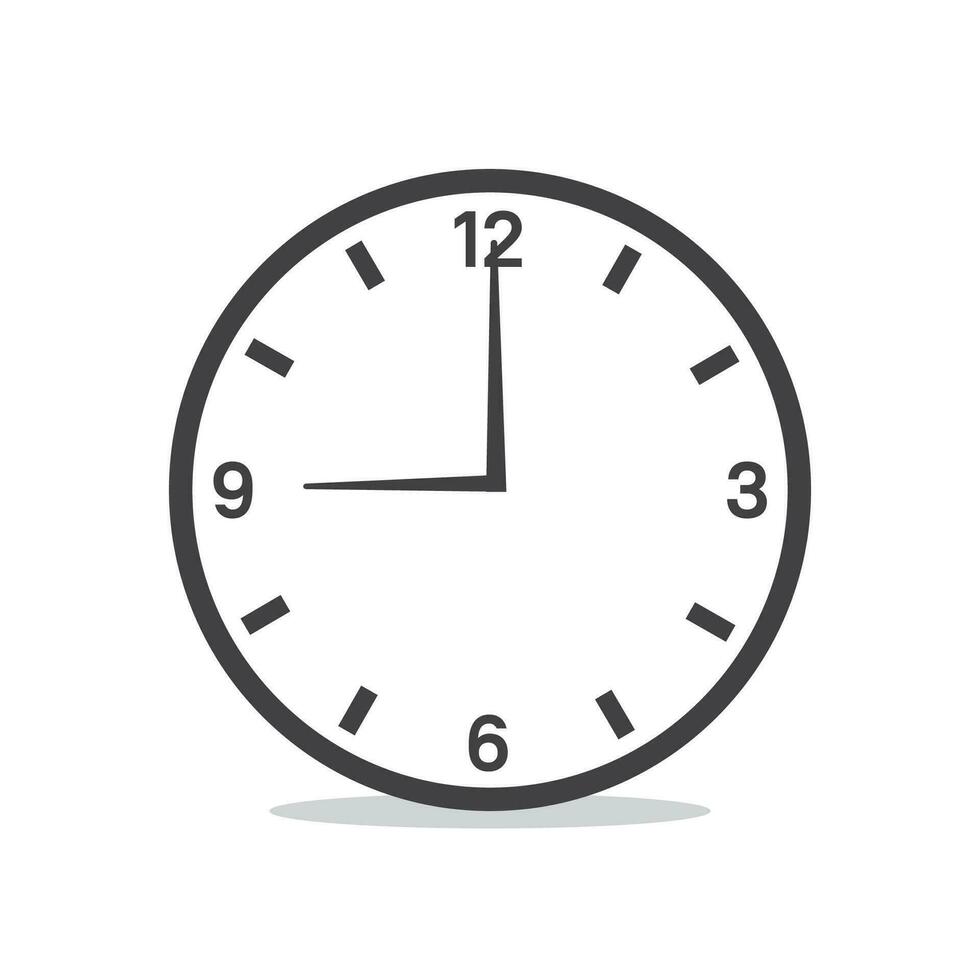 Wall analog clock isolated flat design vector illustration.