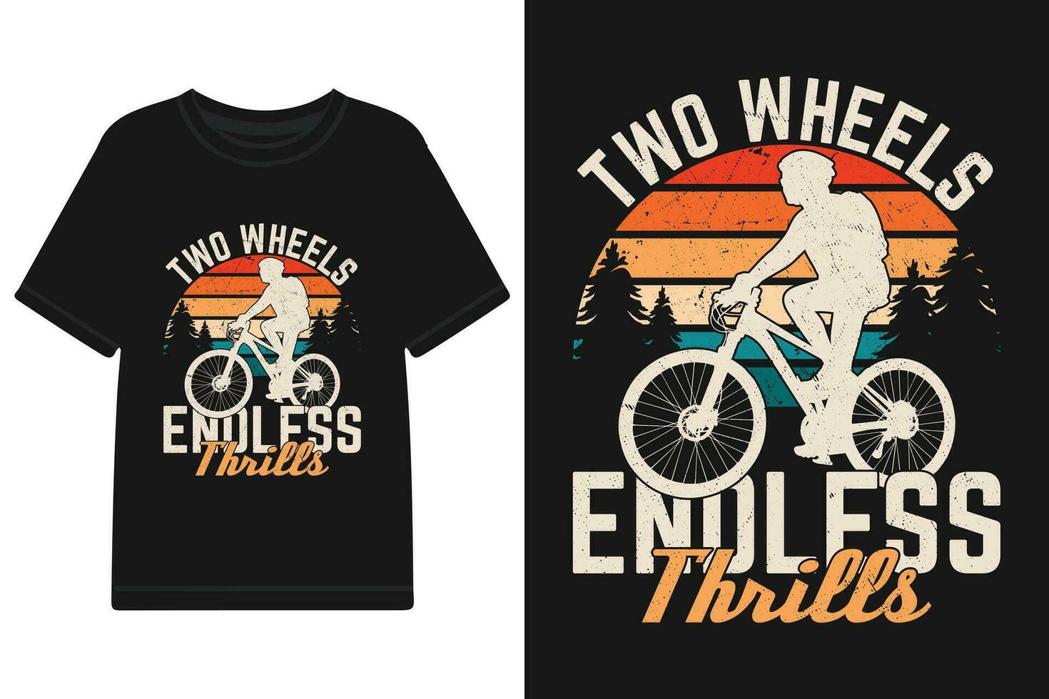 ''Two wheels, endless thrills'' t shirt, Apparel design and textured lettering. typography, Vector print, poster, emblem.