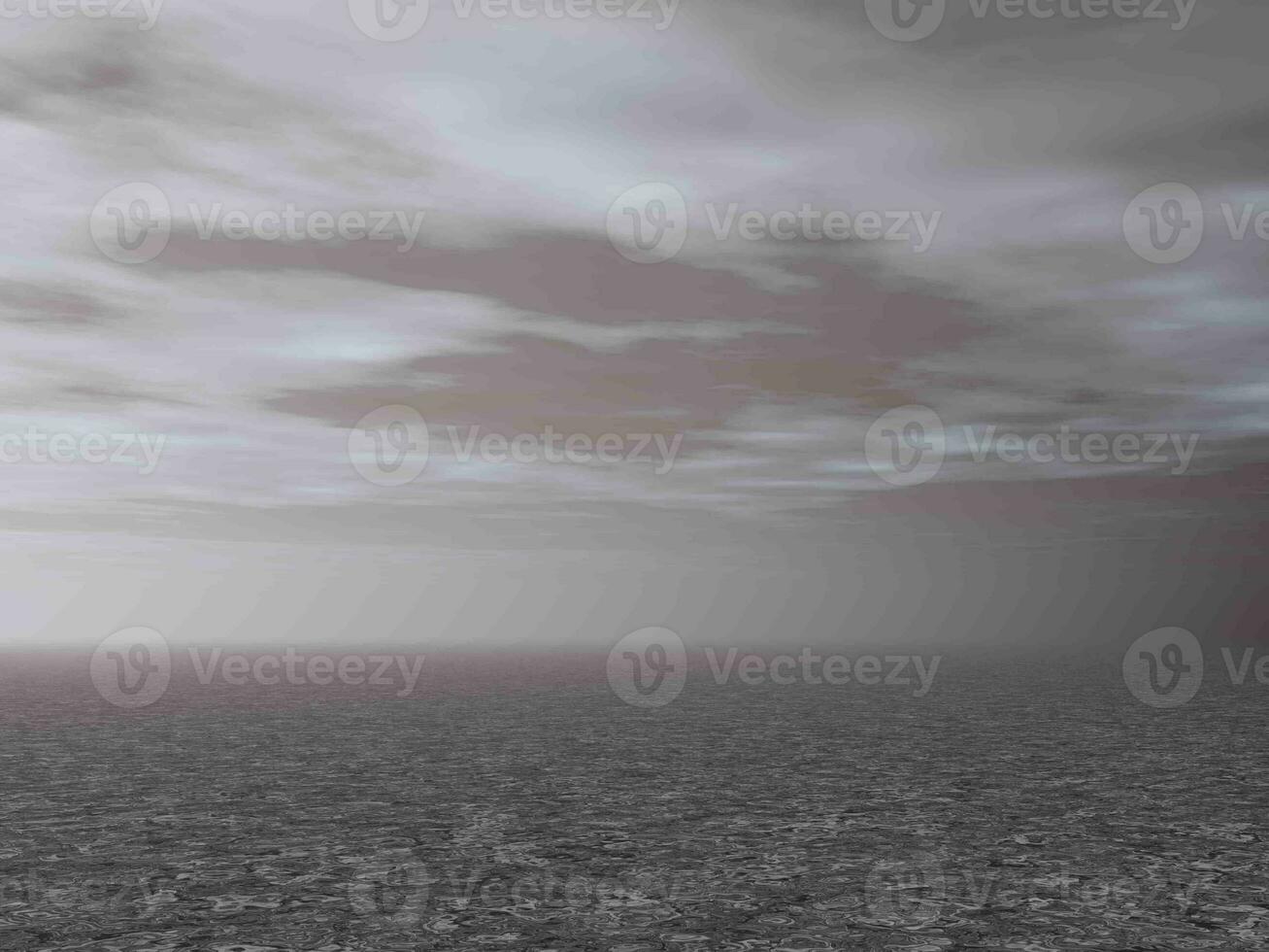 Grey ground by cloudy morning background - 3D render photo
