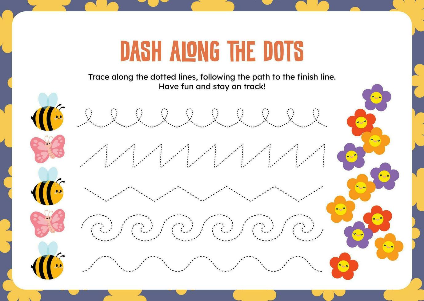 flat design vector cute colorful follow the dots printable worksheet