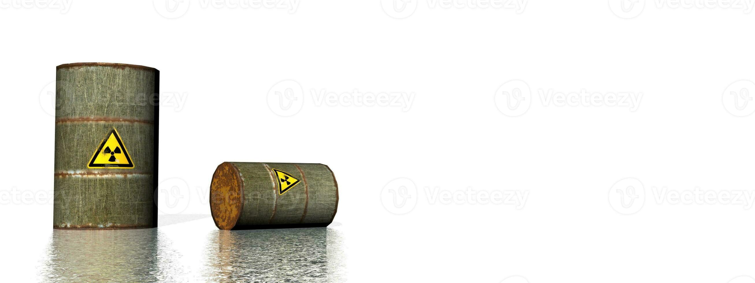 Two grey metallic toxic logo barrels - 3D render photo