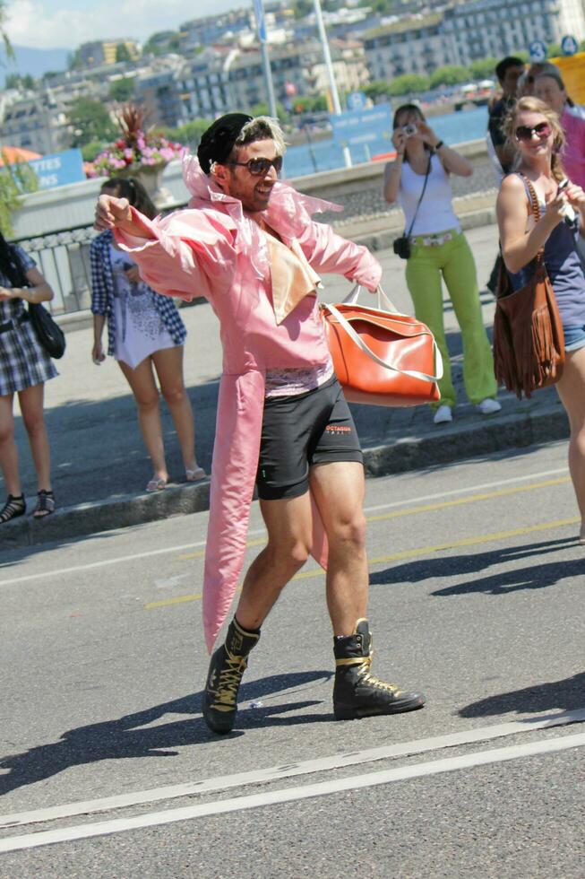 Pink man at the Gay Pride 2011, Geneva, Switzerland photo