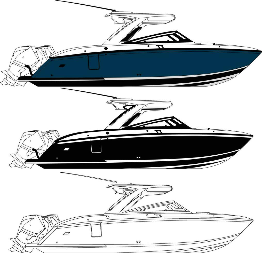 Boat vector, Fishing boat vector, motorboat vector. vector