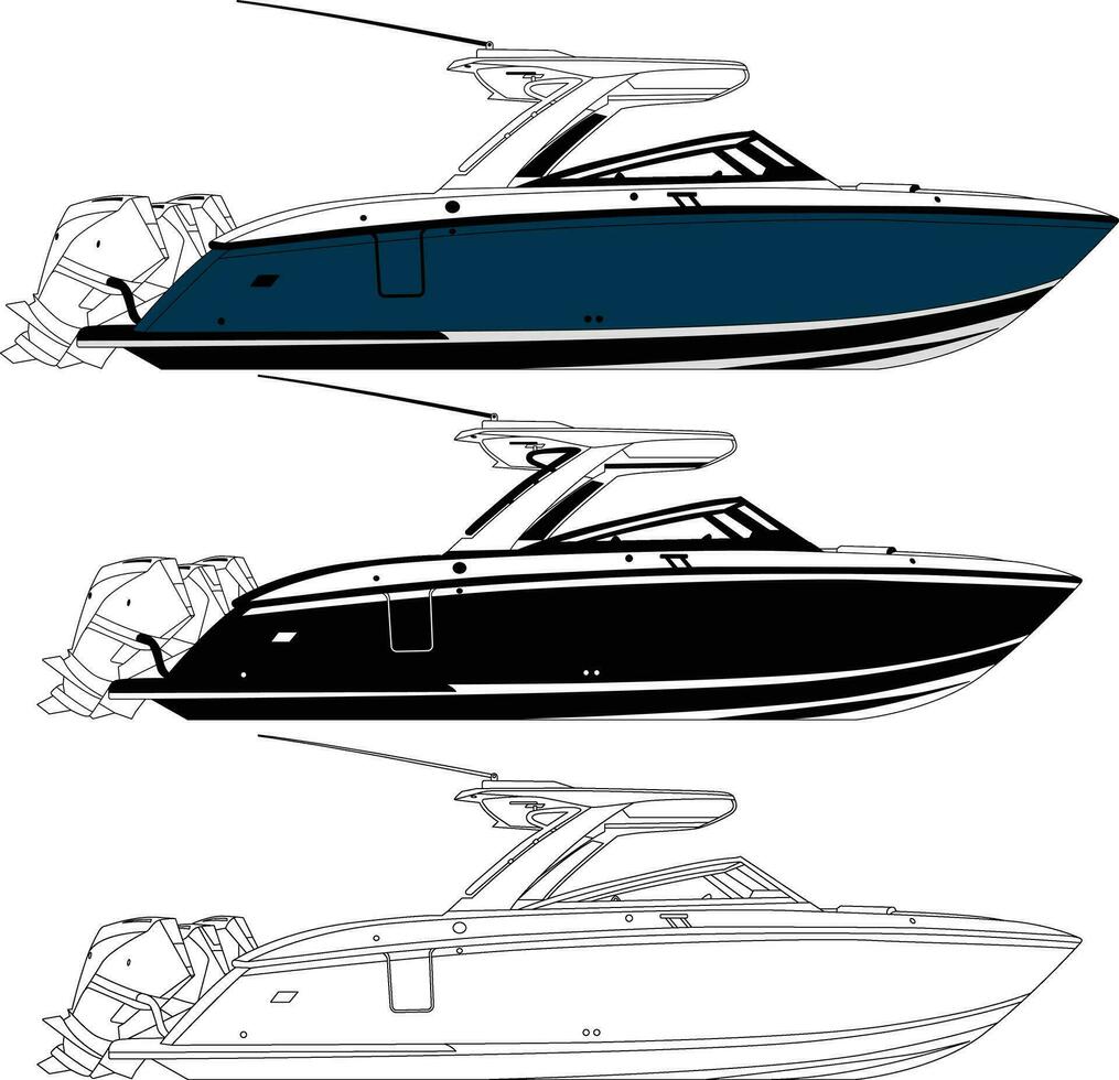 Boat vector, Fishing boat vector, motorboat vector. vector