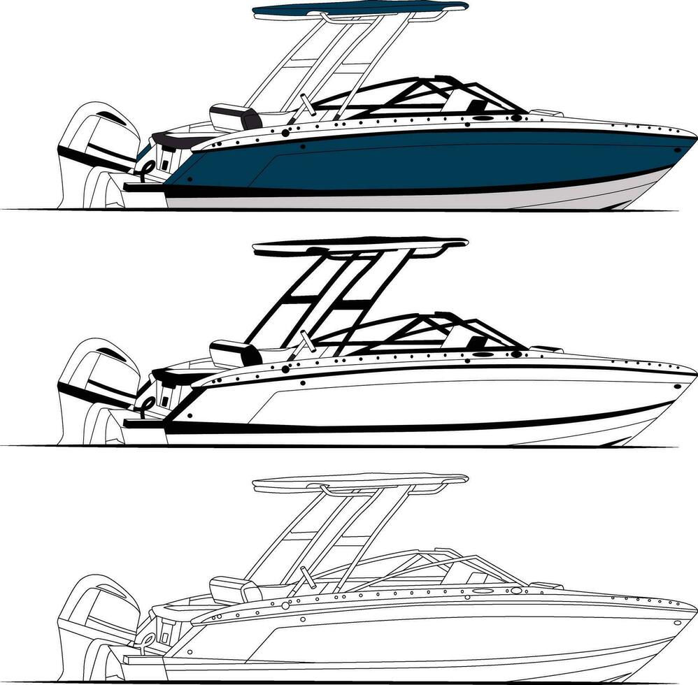 Boat vector, Motor boat vector, fishing boat vector. vector