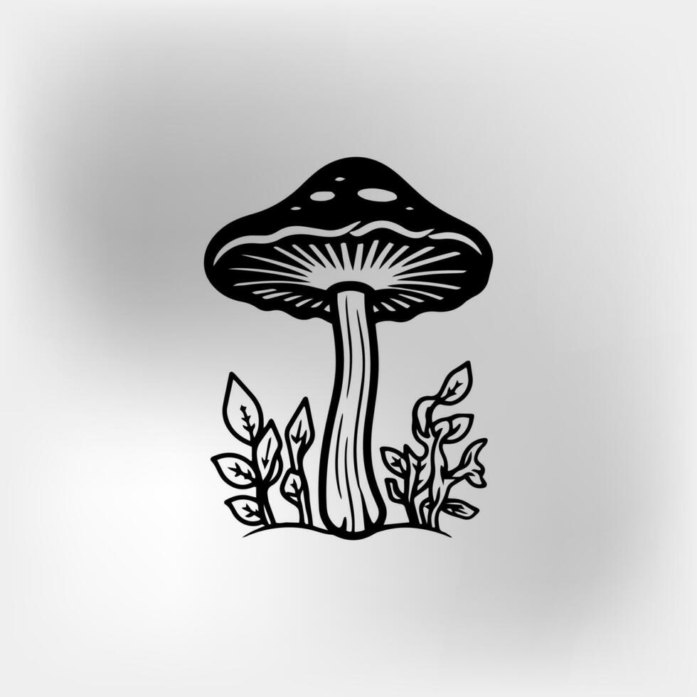 mushrooms in a mushroom forest on a white background vector