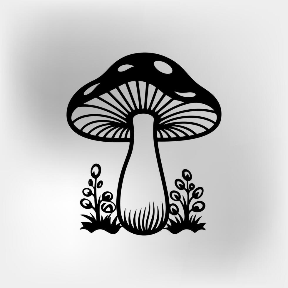 mushrooms in a mushroom forest on a white background vector