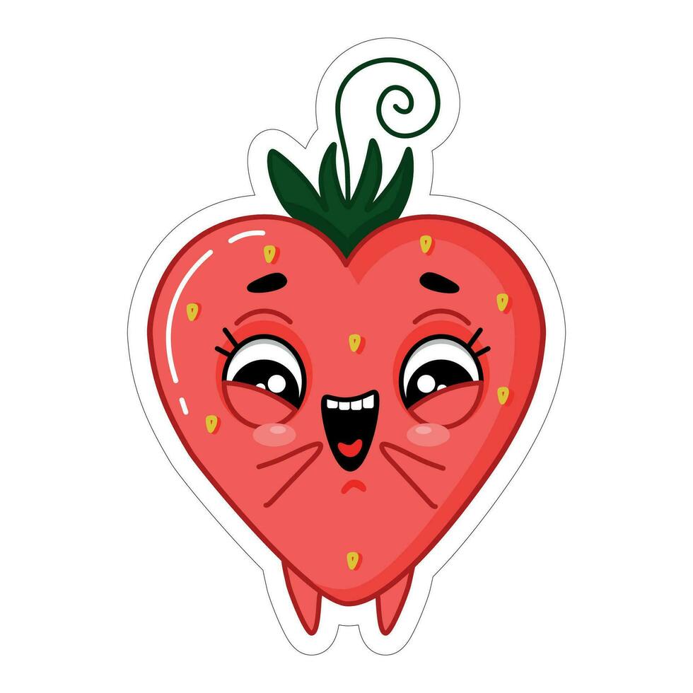 sticker red cheerful delighted strawberry emoji 31115121 Vector Art at Vecteezy