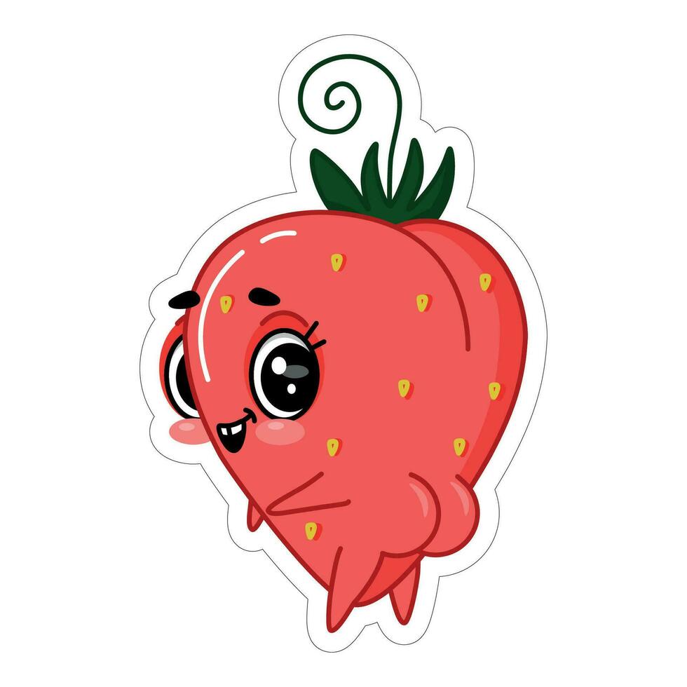 emoji red confused playful strawberry with big buttocks and a perfect figure vector