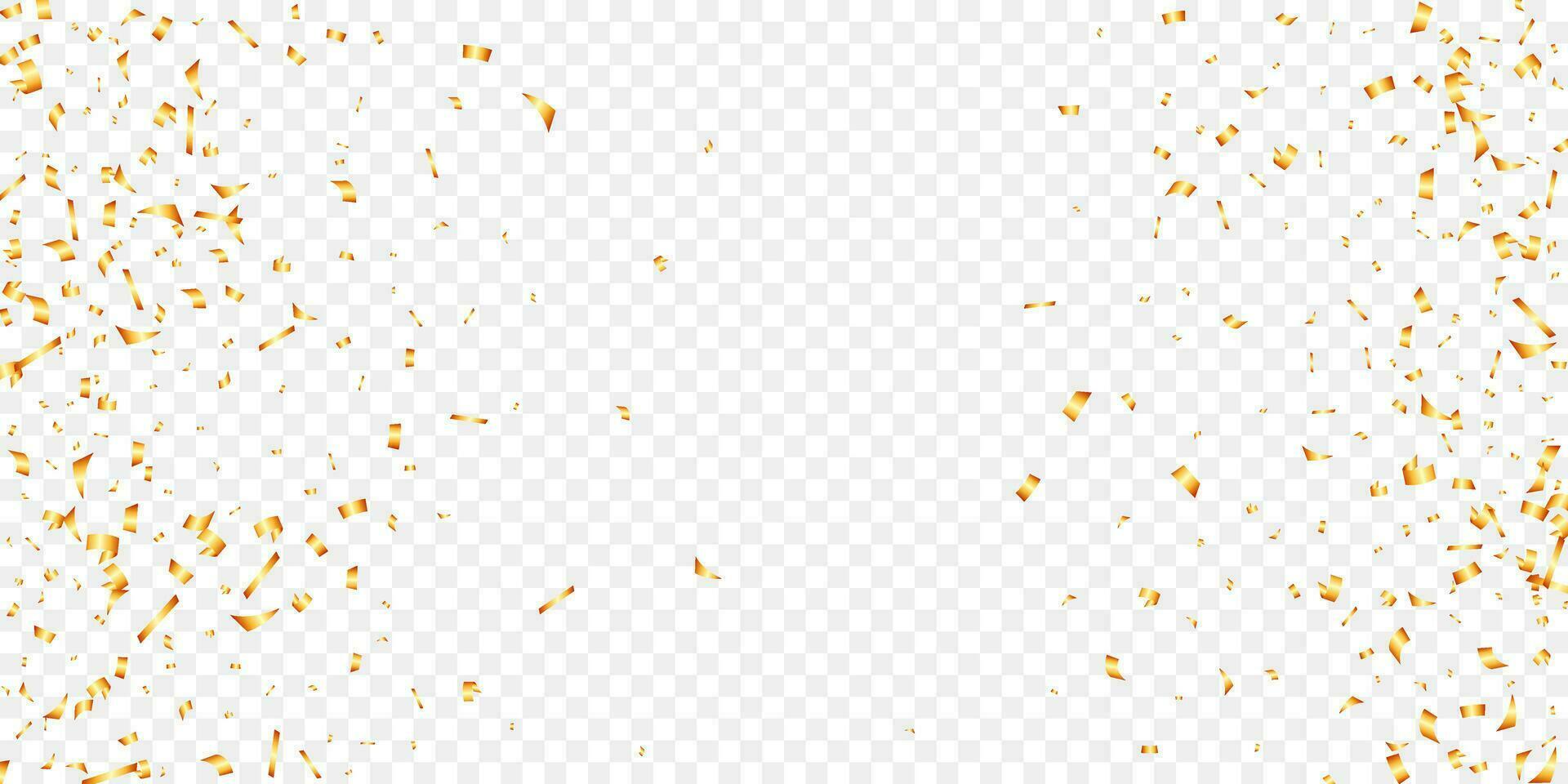 gold confetti decorative banner for openning, holiday, birthday and celebration tinsel vector