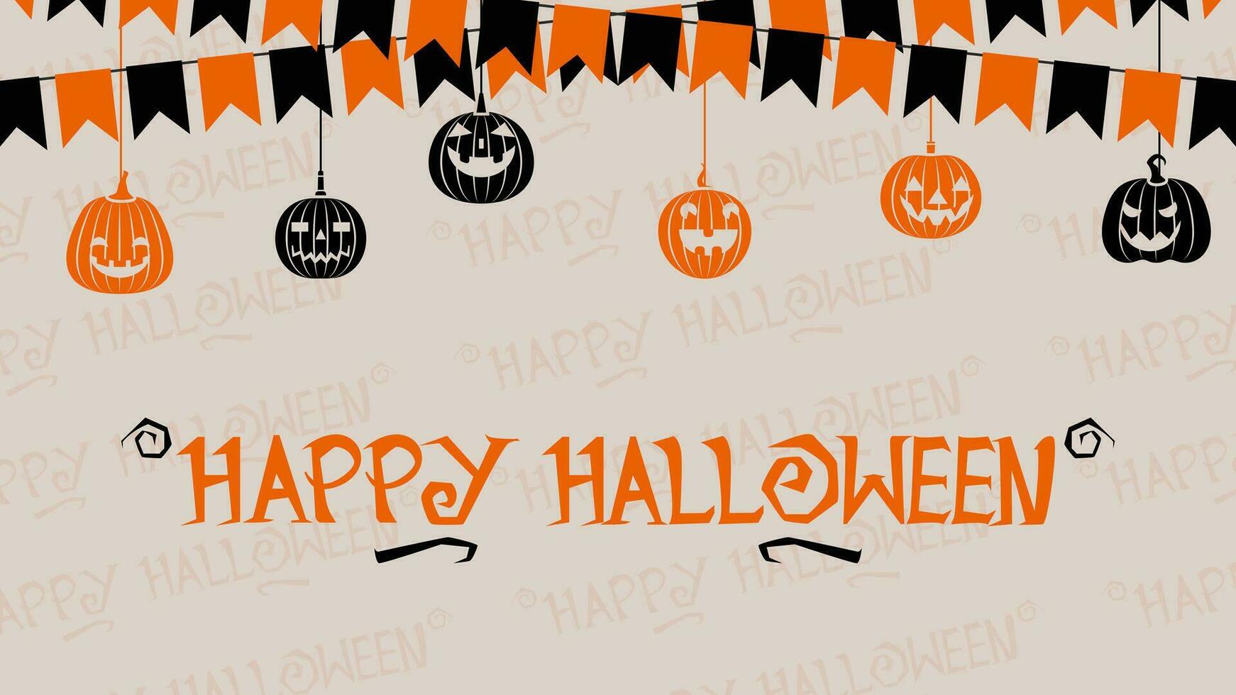 holiday Halloween party background with flag and pumpkin vector illustration