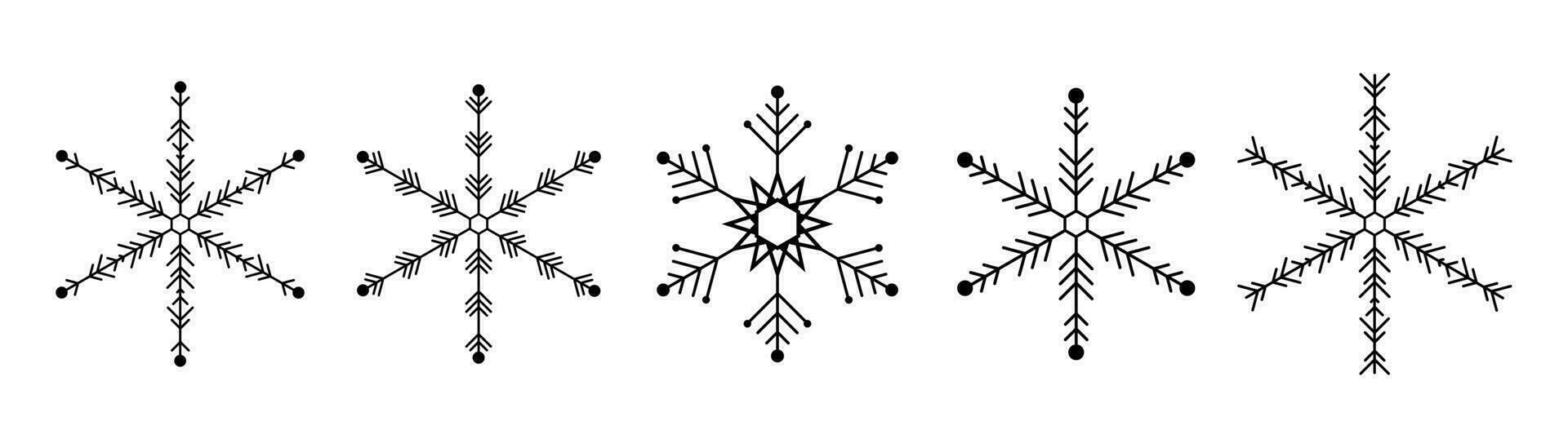 Icon set of snowflake isolated on a white background. Trendy outline symbols for design, decoration and website design vector