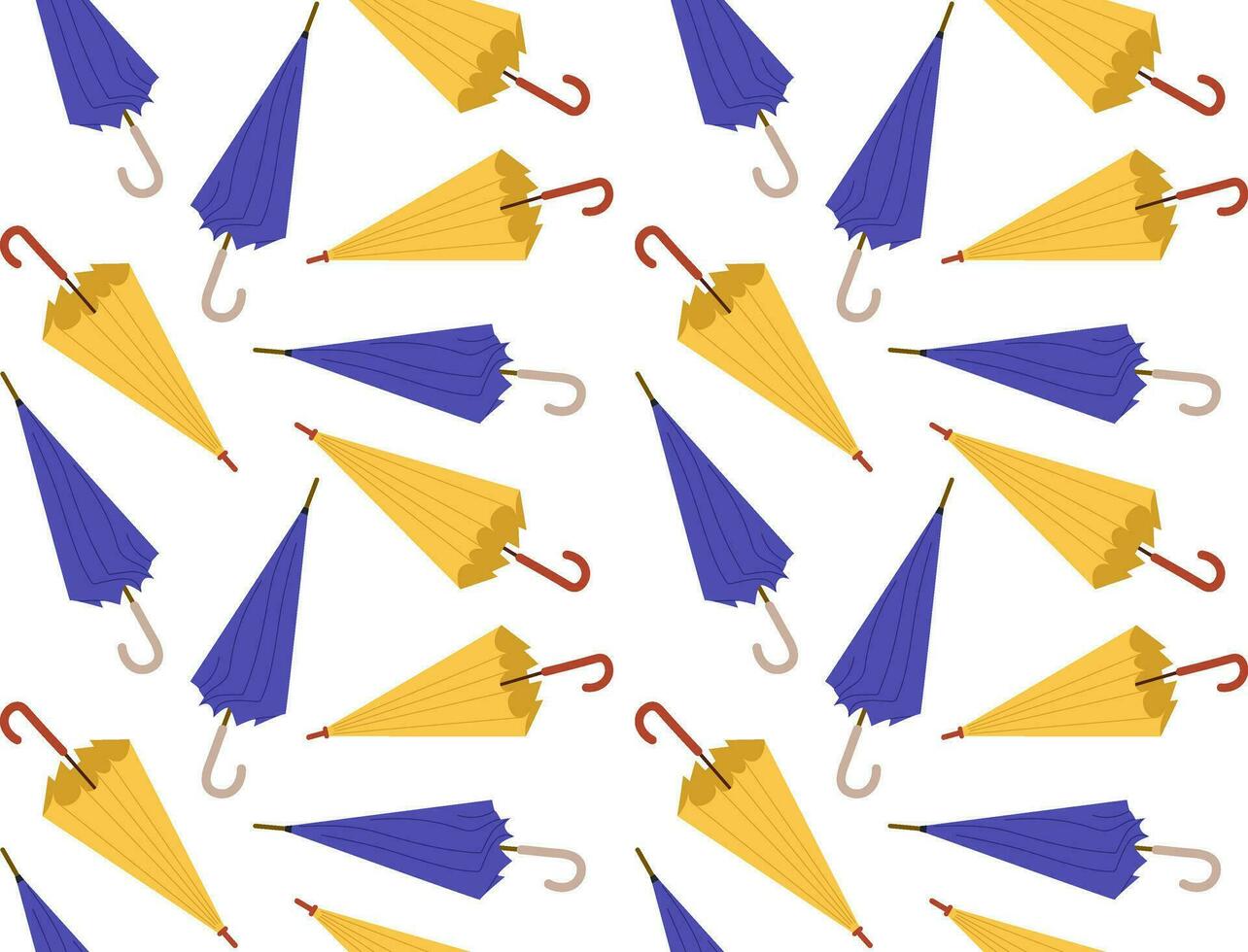 Folded Umbrella seamless pattern. Blue and yellow Vector illustration in flat style