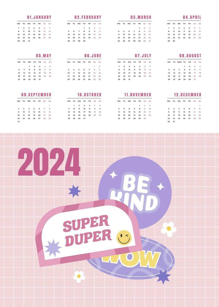 Y2k Vertical calendar for 2024 31115296 Vector Art at Vecteezy