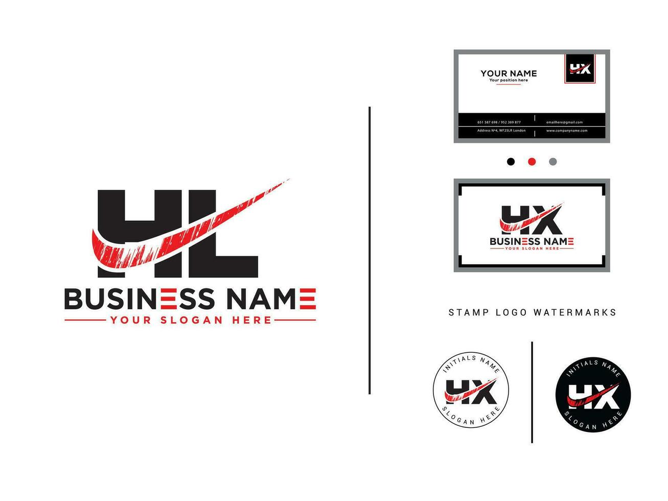 Alphabet Hl Brush Logo Icon, Creative HL Letter Logo With Business Card vector