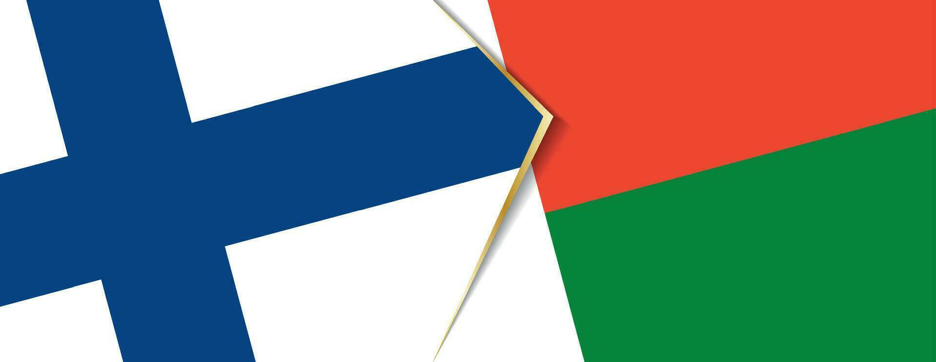 Finland and Madagascar flags, two vector flags.