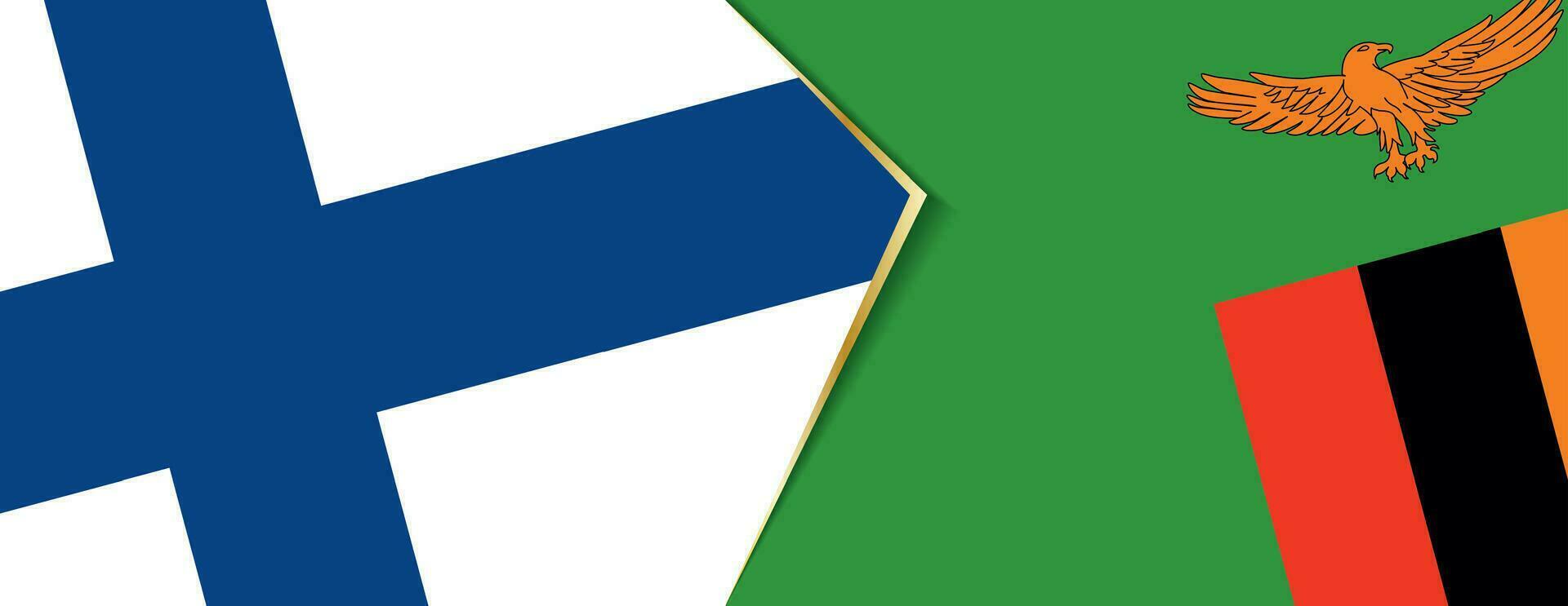 Finland and Zambia flags, two vector flags.