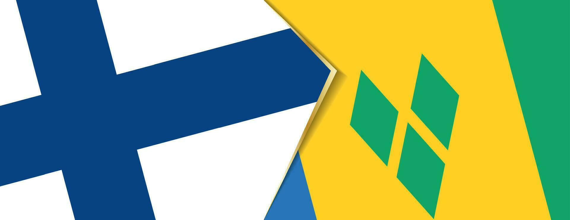 Finland and Saint Vincent and the Grenadines flags, two vector flags.