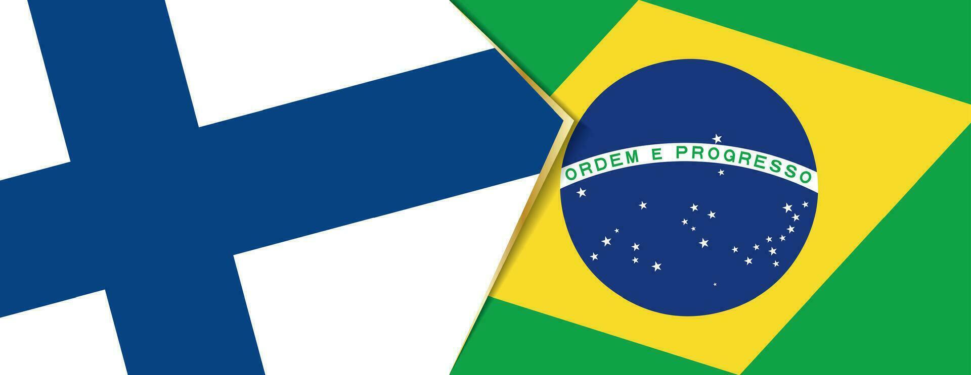 Finland and Brazil flags, two vector flags.