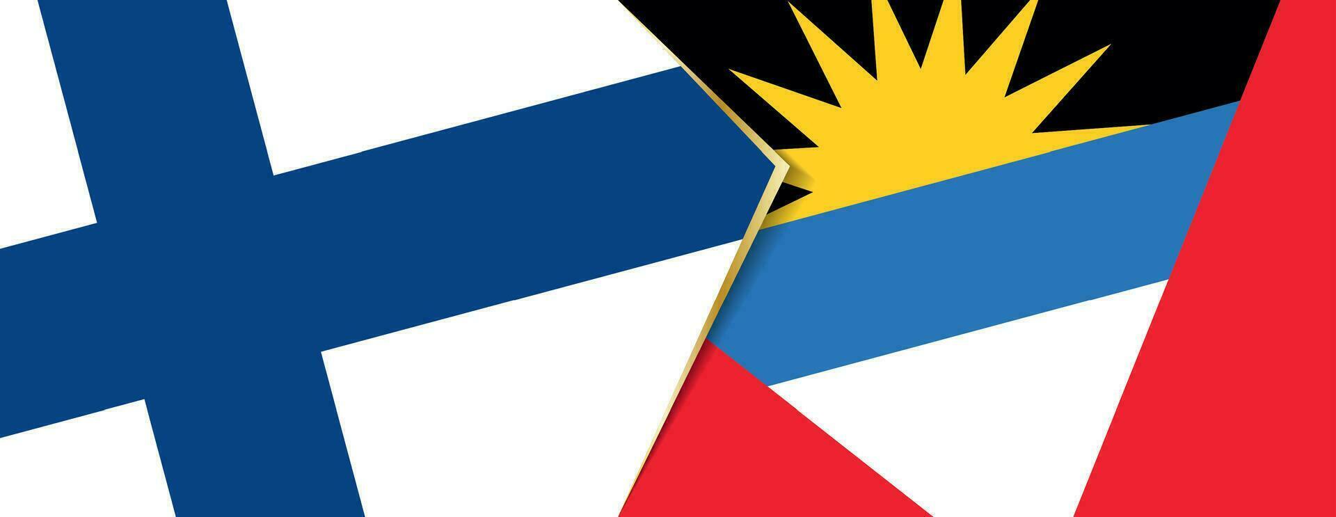 Finland and Antigua and Barbuda flags, two vector flags.