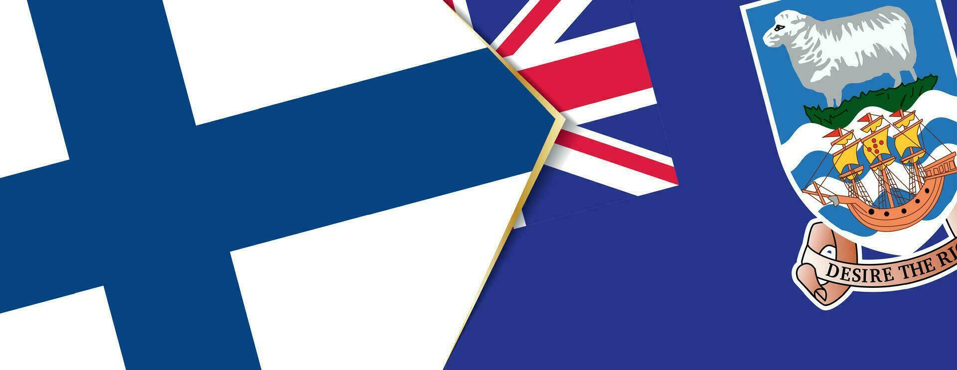 Finland and Falkland Islands flags, two vector flags.