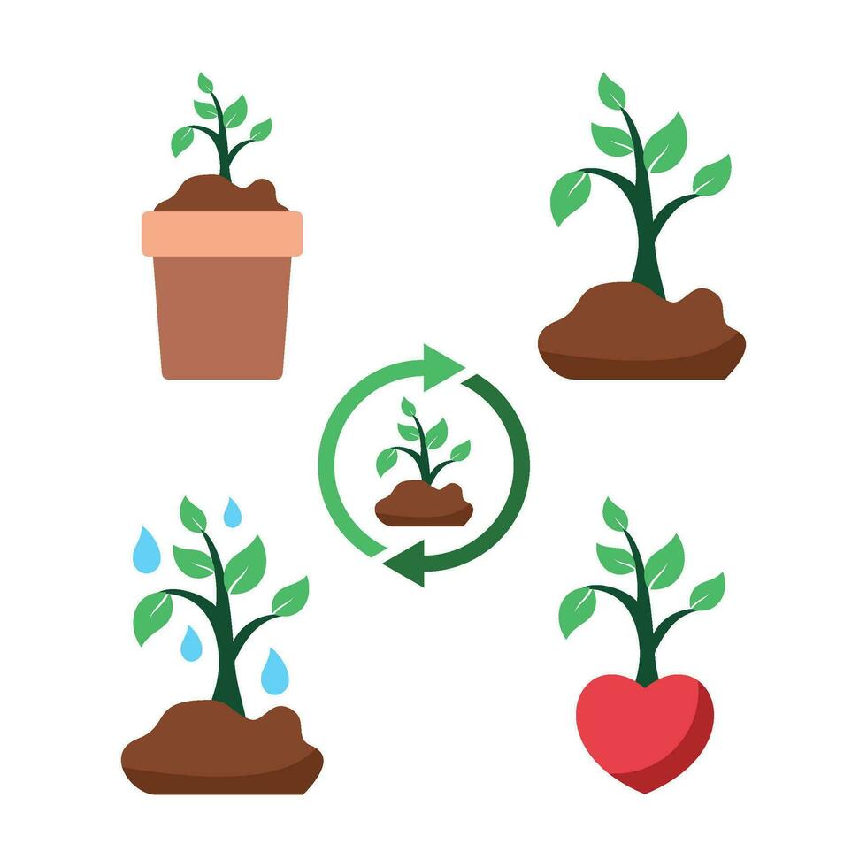 Reforestation Element Vector Flat Design