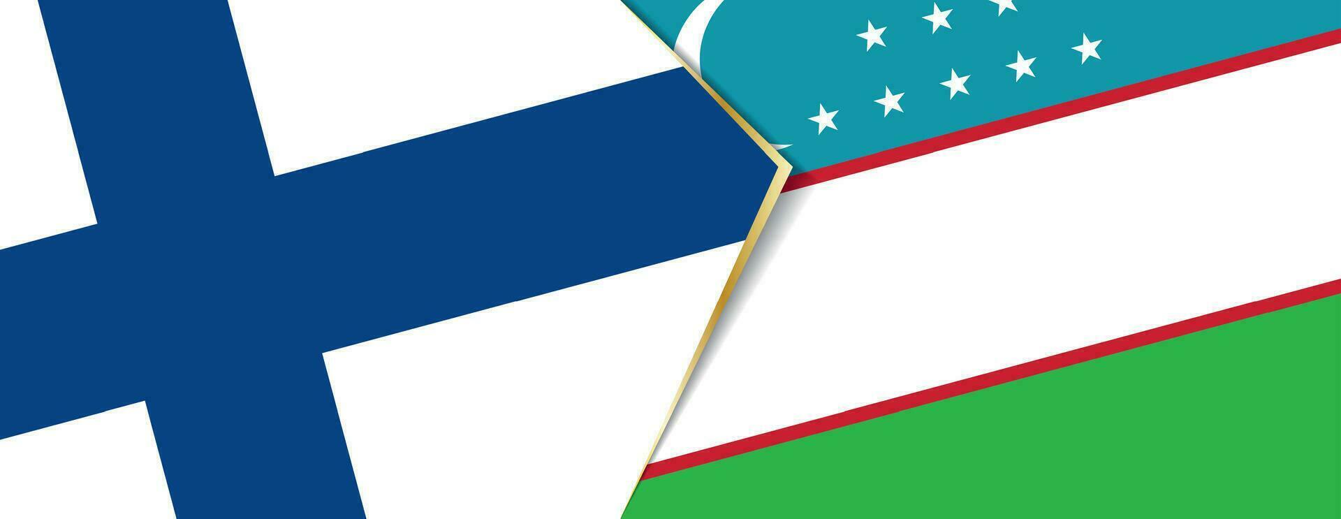 Finland and Uzbekistan flags, two vector flags.