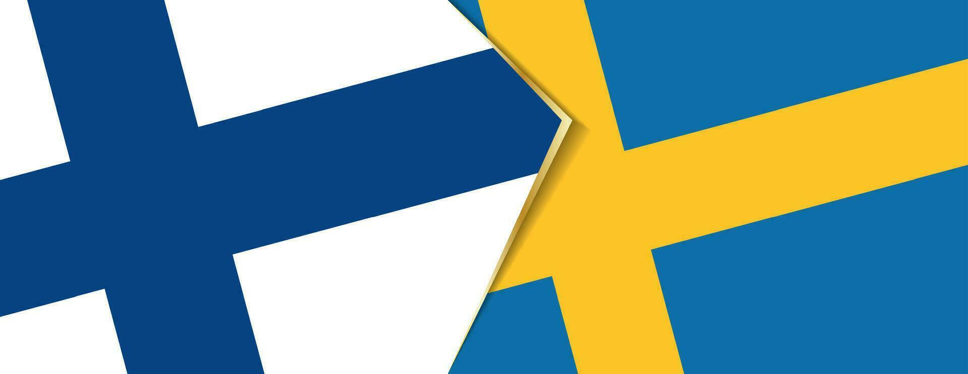 Finland and Sweden flags, two vector flags.