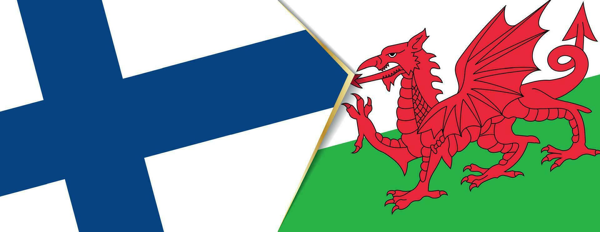 Finland and Wales flags, two vector flags.