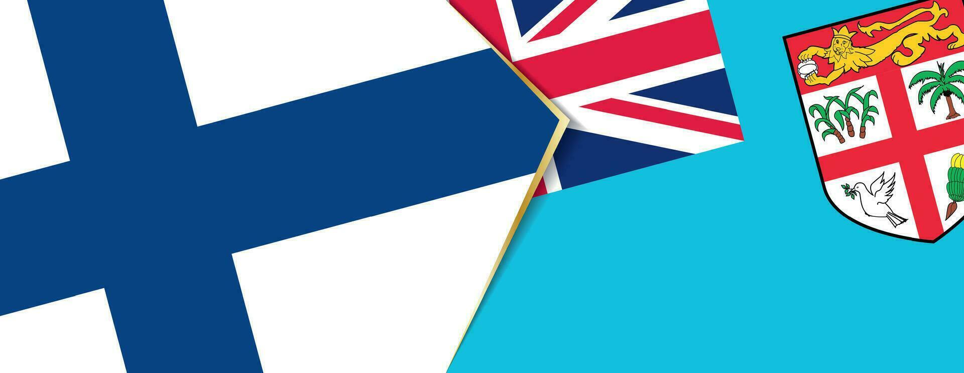 Finland and Fiji flags, two vector flags.